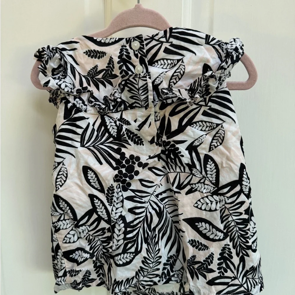 NWOT Janie & Jack 2T Pink, White & Black Ruffle Formal Short Sleeve Blouse